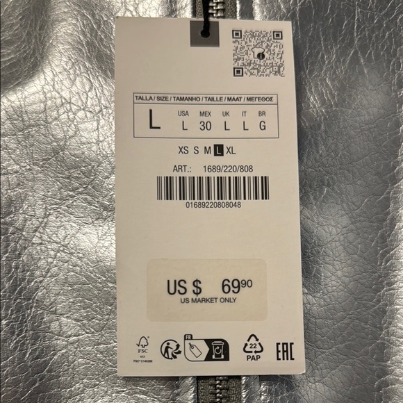 Zara Silver Satin Bomber Jacket - Picture 3 of 6